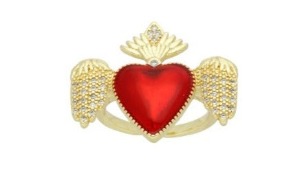 Anillo corazon con alas